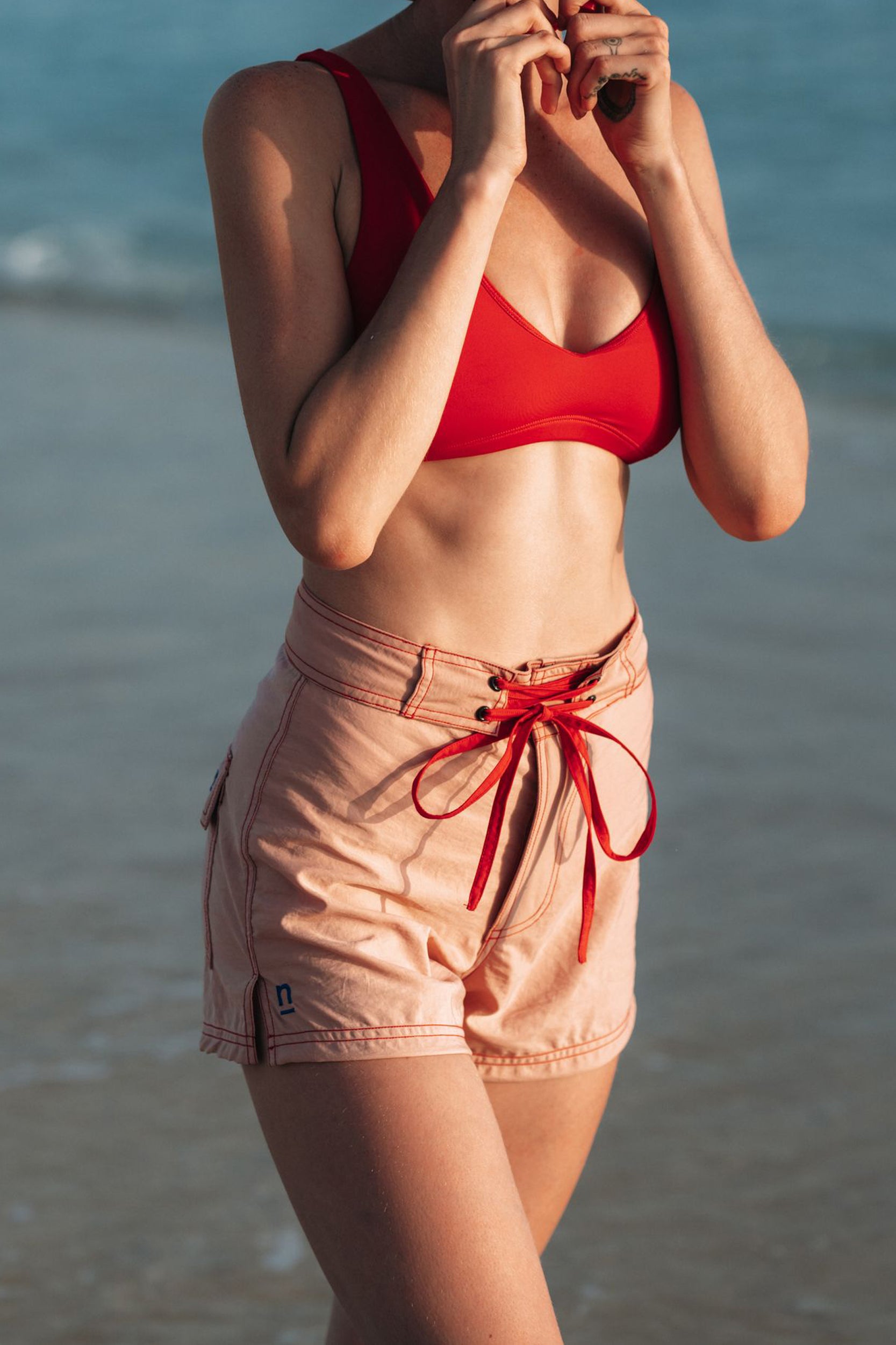 Jane Surf Boardshort in Peachy Pink – Ninefoot Studio.Surf swimwear