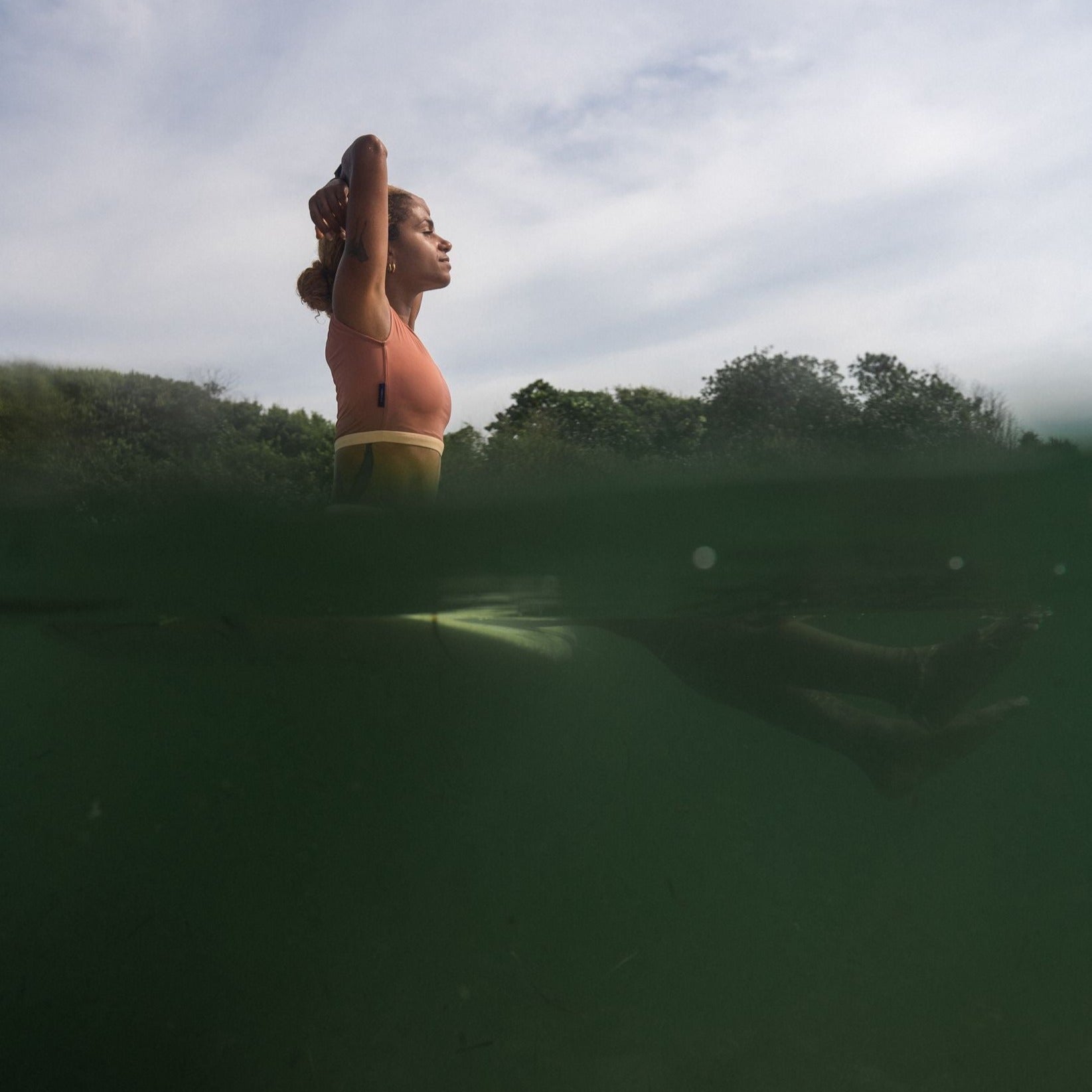 Ninefoot Studio Savu surf croptop in pastel nude | Tops