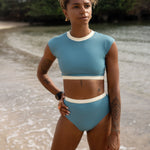 Ninefoot Studio Savu surf croptop in stone blue | Tops