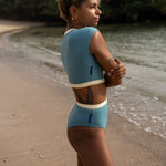 Ninefoot Studio Rote surf bikini bottom in stone blue | Bottom