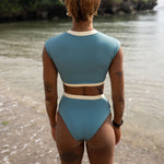 Ninefoot Studio Savu surf croptop in stone blue | Tops