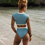 Ninefoot Studio Savu surf croptop in stone blue | Tops