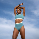 Ninefoot Studio Savu surf croptop in stone blue | Tops