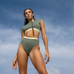 Ninefoot Studio Rote surf bikini bottom in army green | Bottom