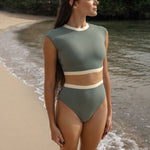 Savu Surf Bikini Crop Top in Army Green | Women Surfing Swimsuit | Ninefootstudio