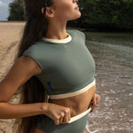 Savu Surf Bikini Crop Top in Army Green | Women Surfing Swimsuit | Ninefootstudio