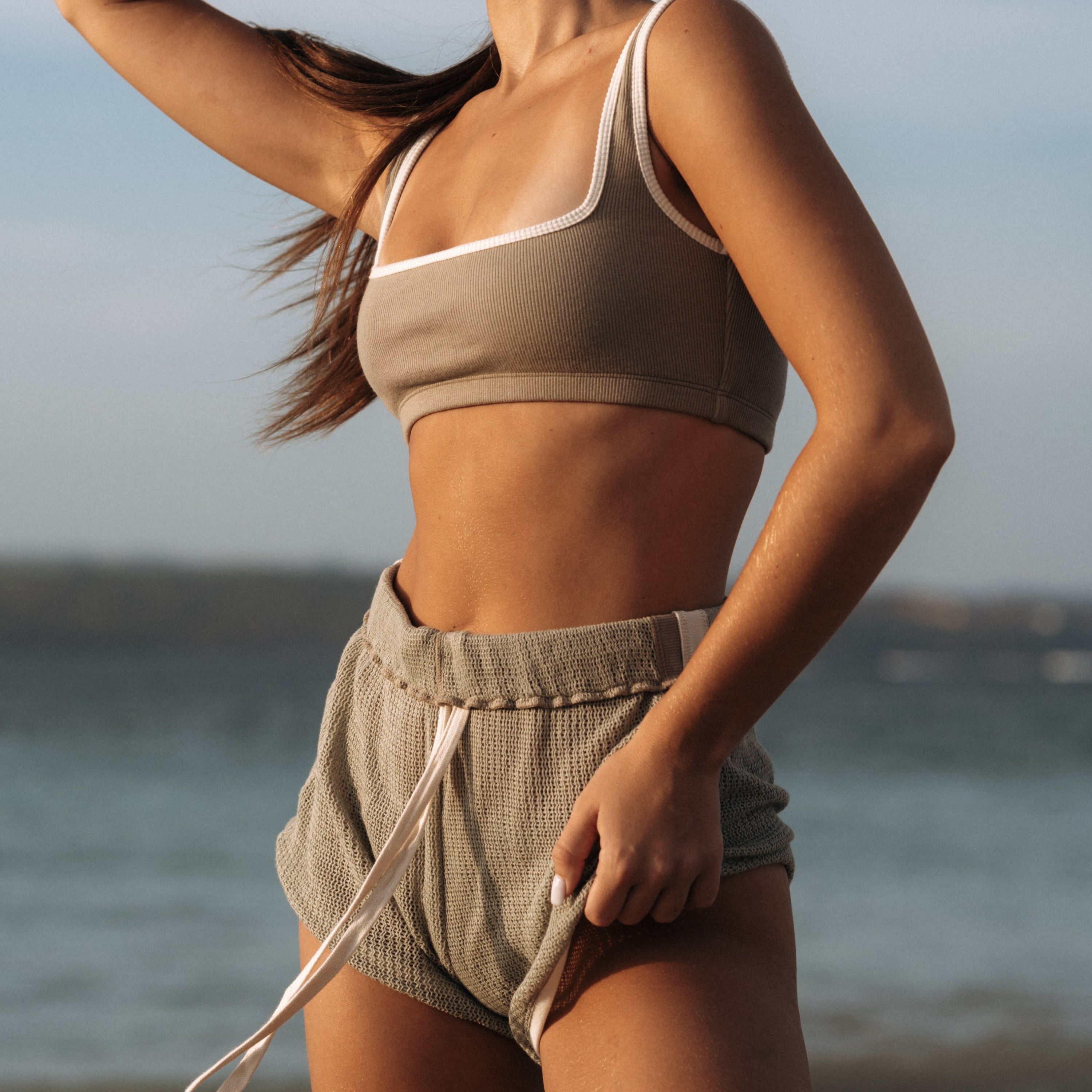 NOA Mesh Rib Cotton Pants in Army Green | Hinako Capsule