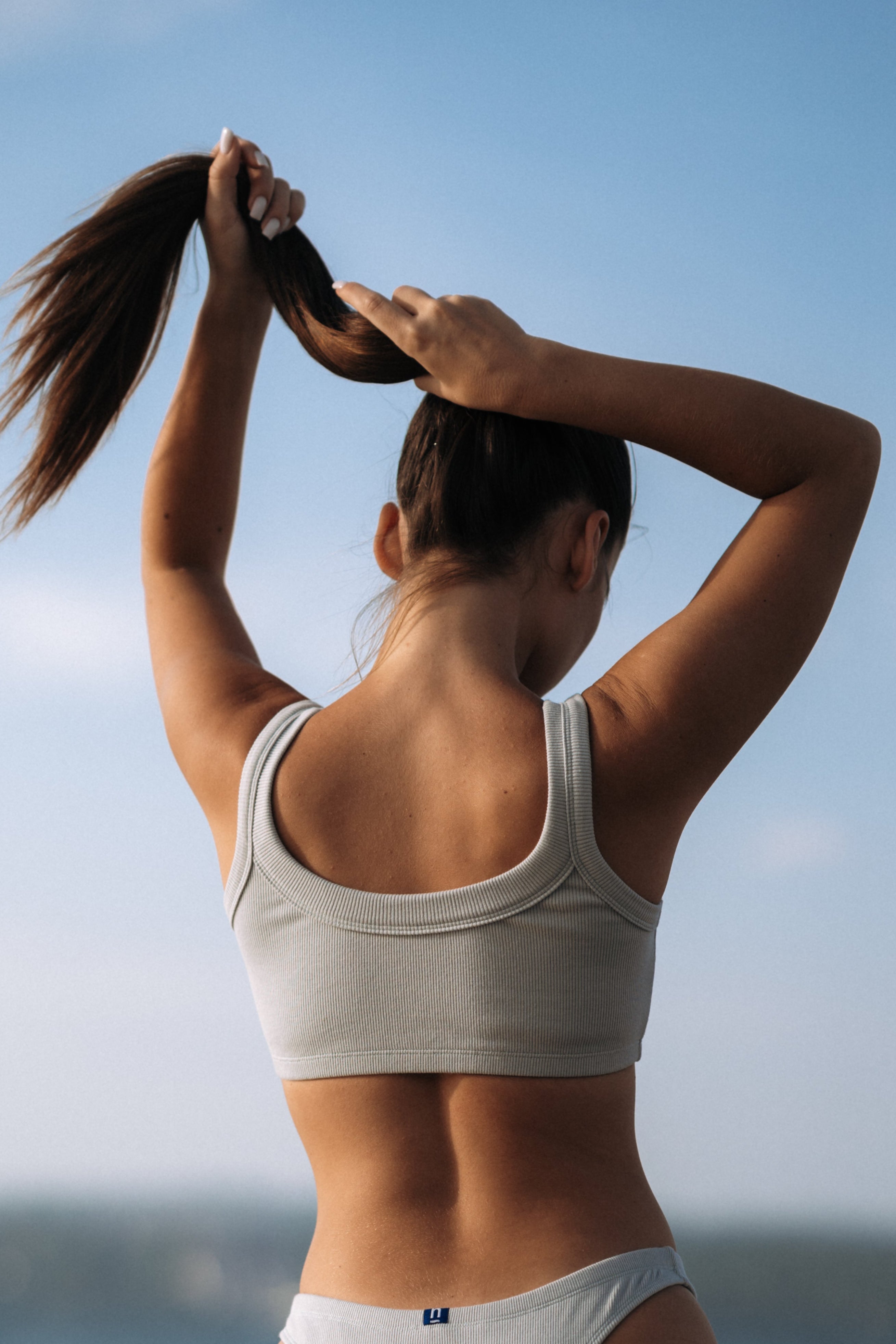 Outerwear Collection | NA Sculpted Neckline Rib Cotton Top in Mint