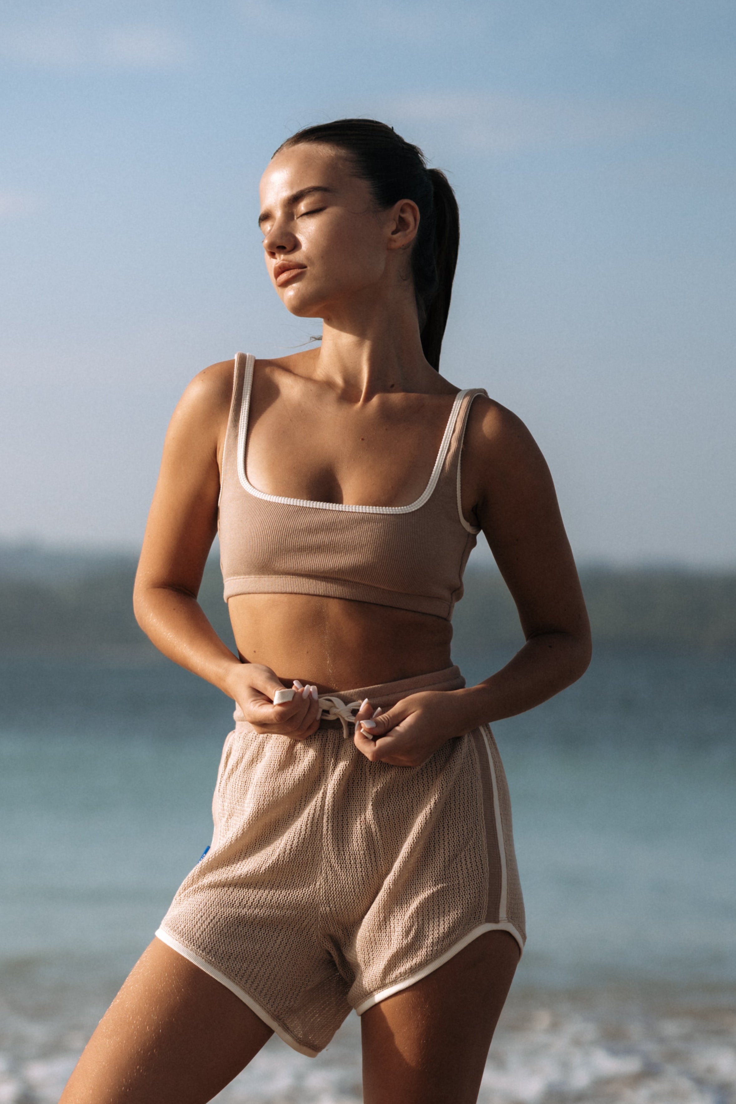 HI Square Rib Cotton Top in Nude | Hinako Capsule | Ninefoot studio