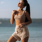 NOA Mesh Rib Cotton Pants in Nude | Hinako Capsule | Ninefoot Studio