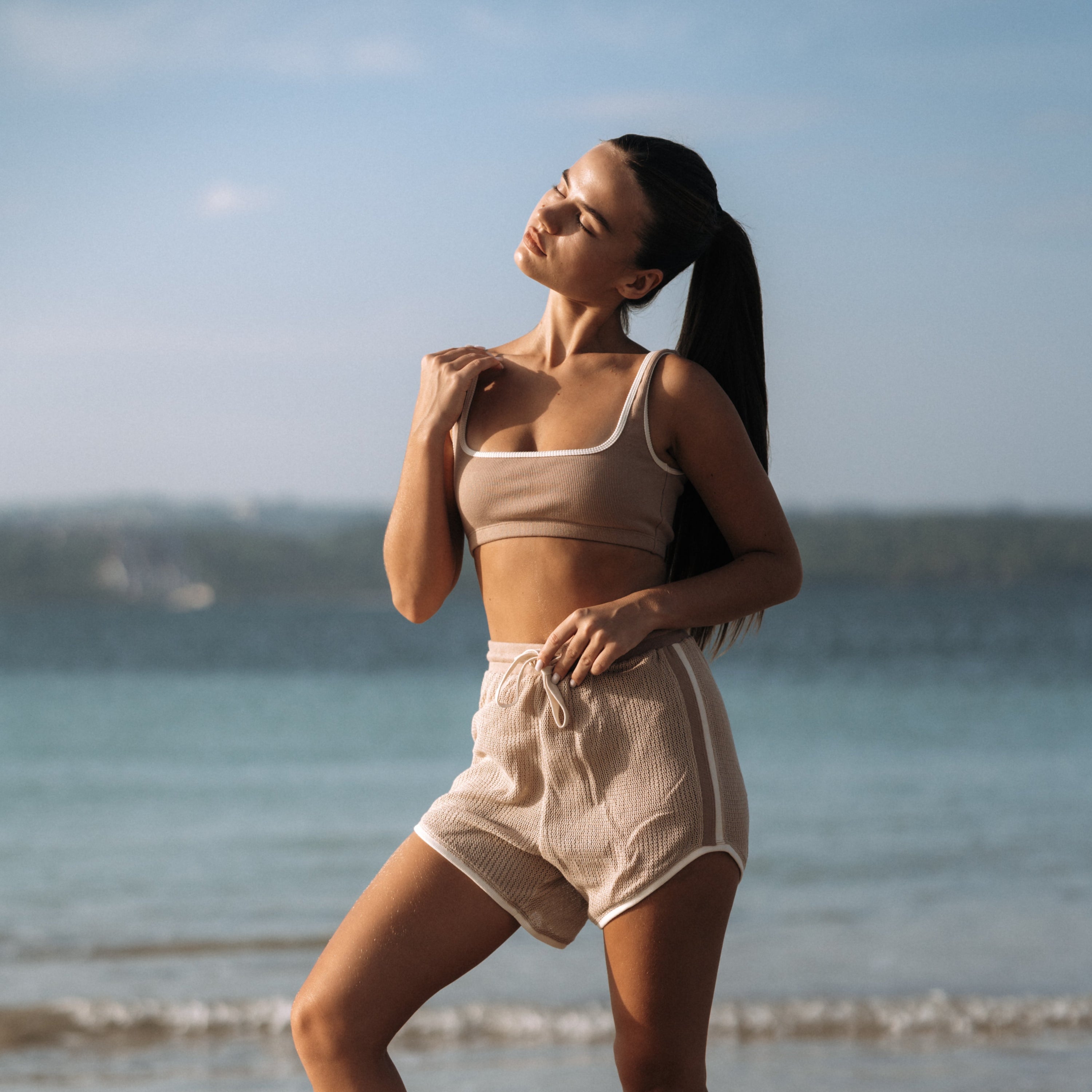 HI Square Rib Cotton Top in Nude | Hinako Capsule | Ninefoot studio