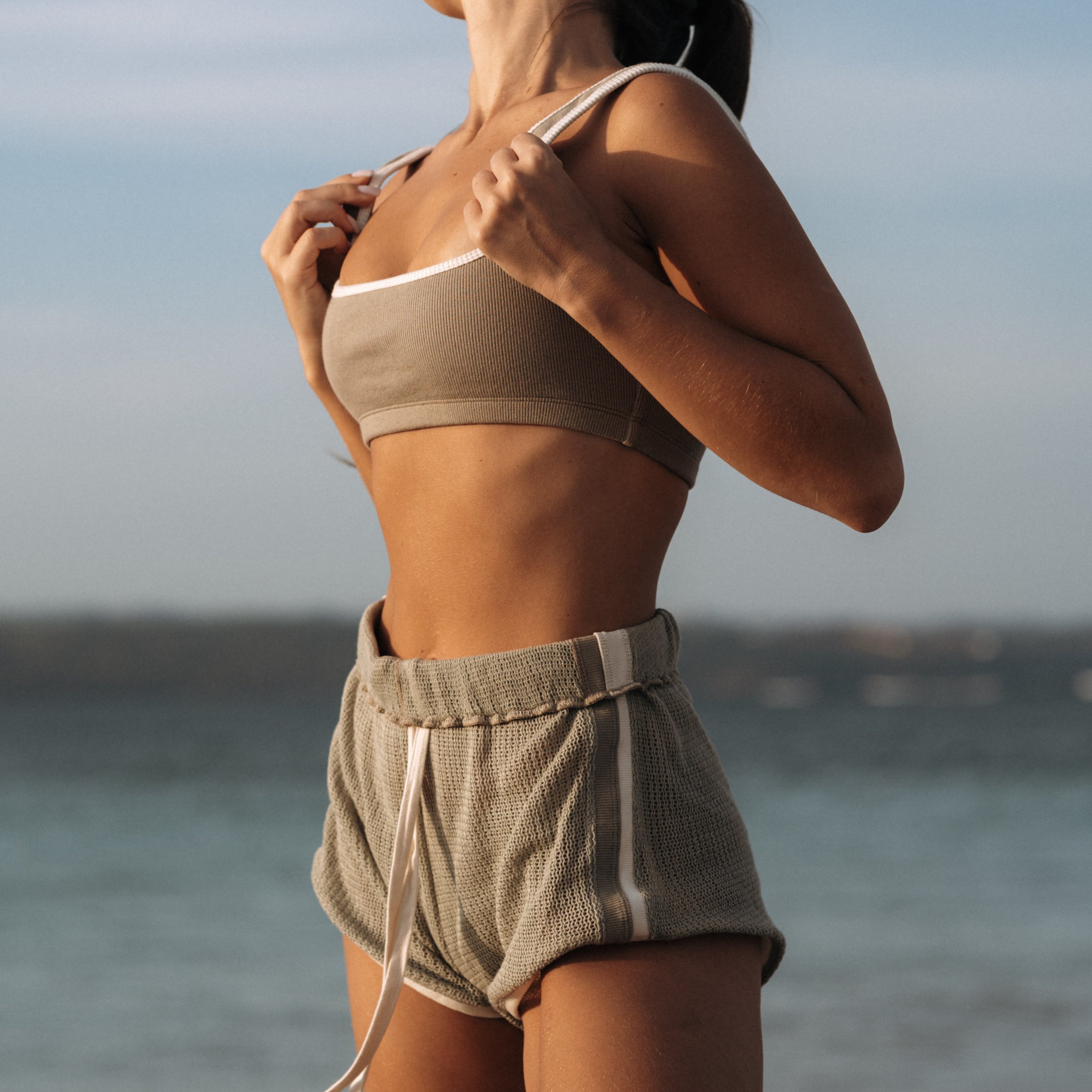 NOA Mesh Rib Cotton Pants in Army Green | Hinako Capsule