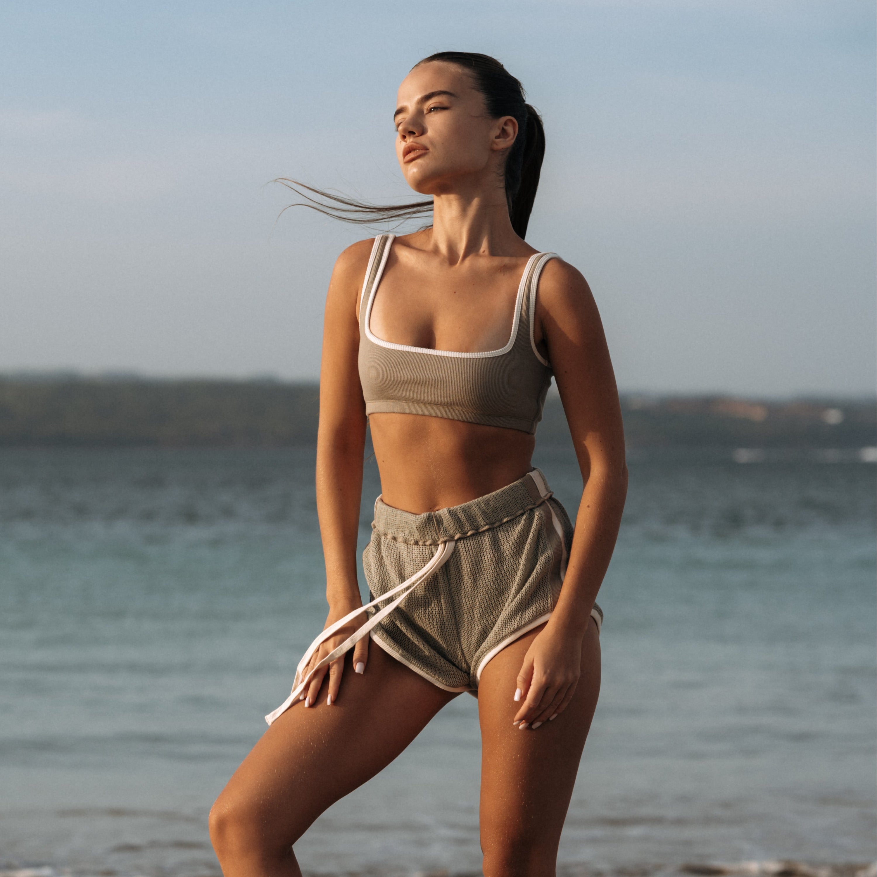 NOA Mesh Rib Cotton Pants in Army Green | Hinako Capsule