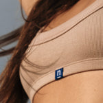 Outerwear Collection | NA Sculpted Neckline Rib Cotton Top in Sand