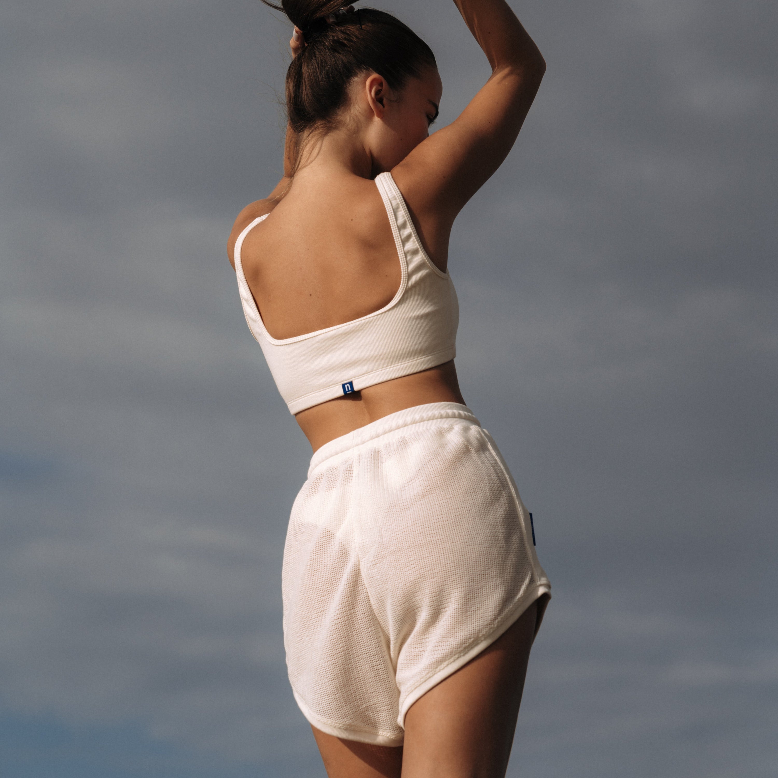 NOA Mesh Rib Cotton Pants in Off White | Hinako Capsule | Ninefoot Studio