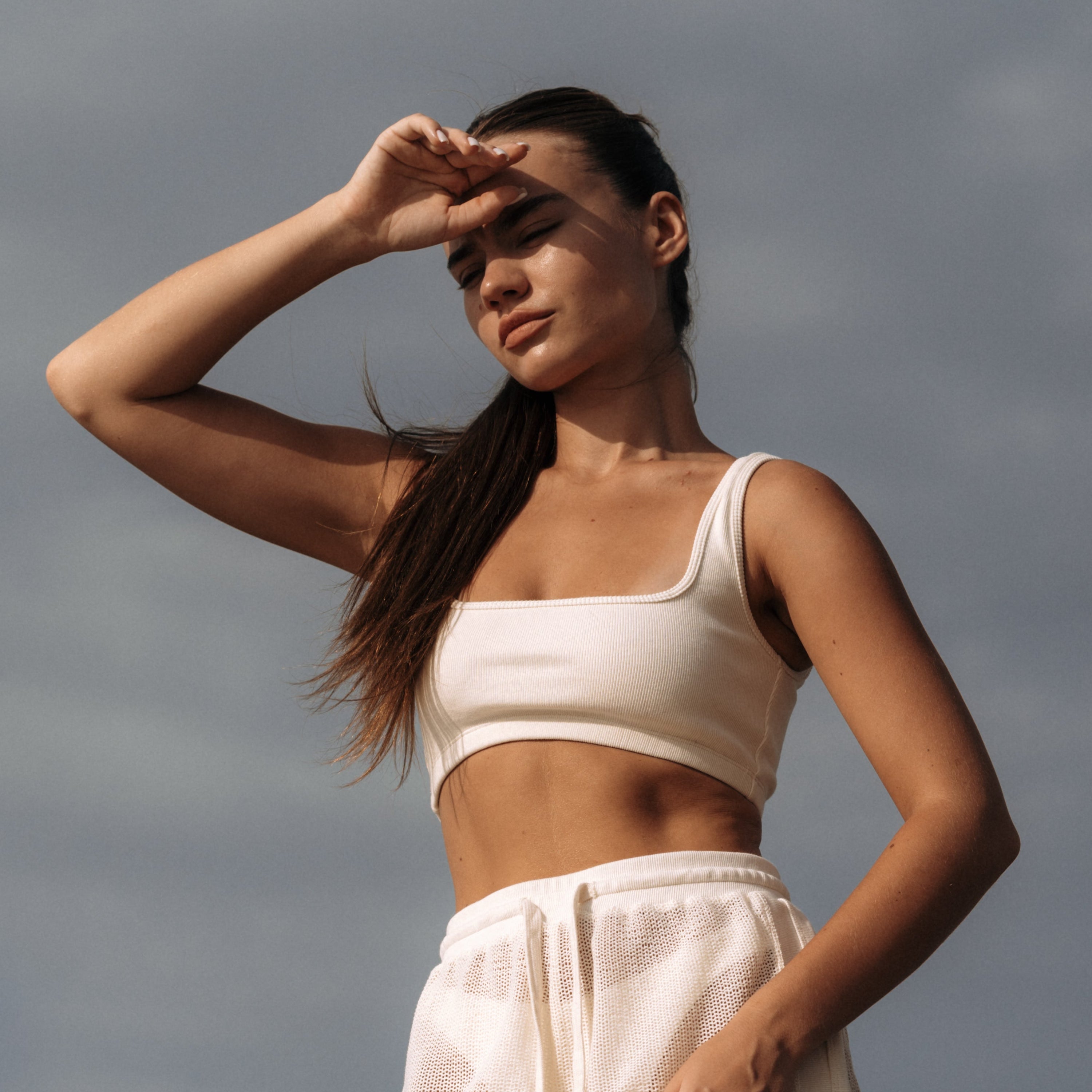 HI Square Rib Cotton Top in Off White | Hinako Capsule | Ninefoot Studio