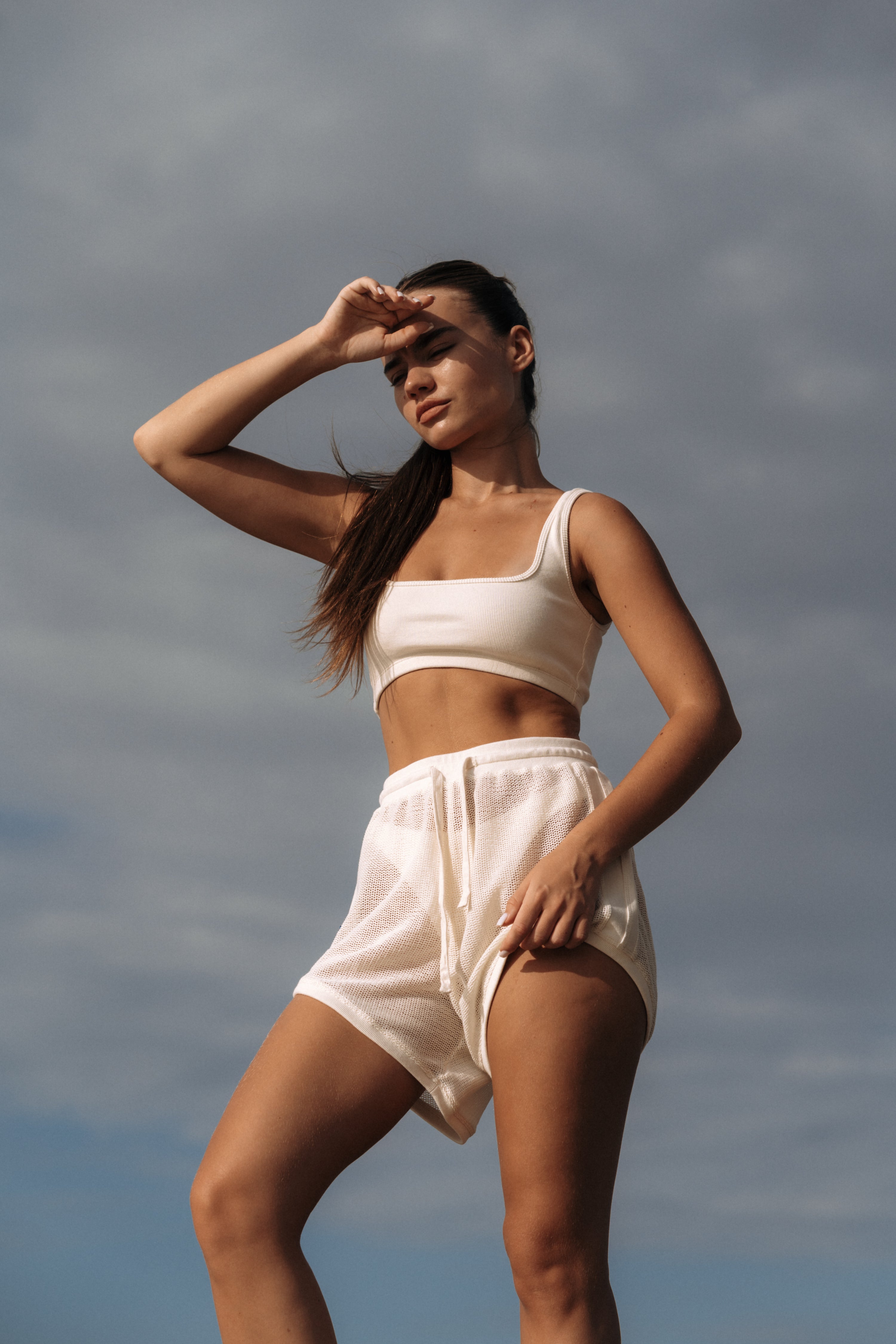 NOA Mesh Rib Cotton Pants in Off White | Hinako Capsule | Ninefoot Studio