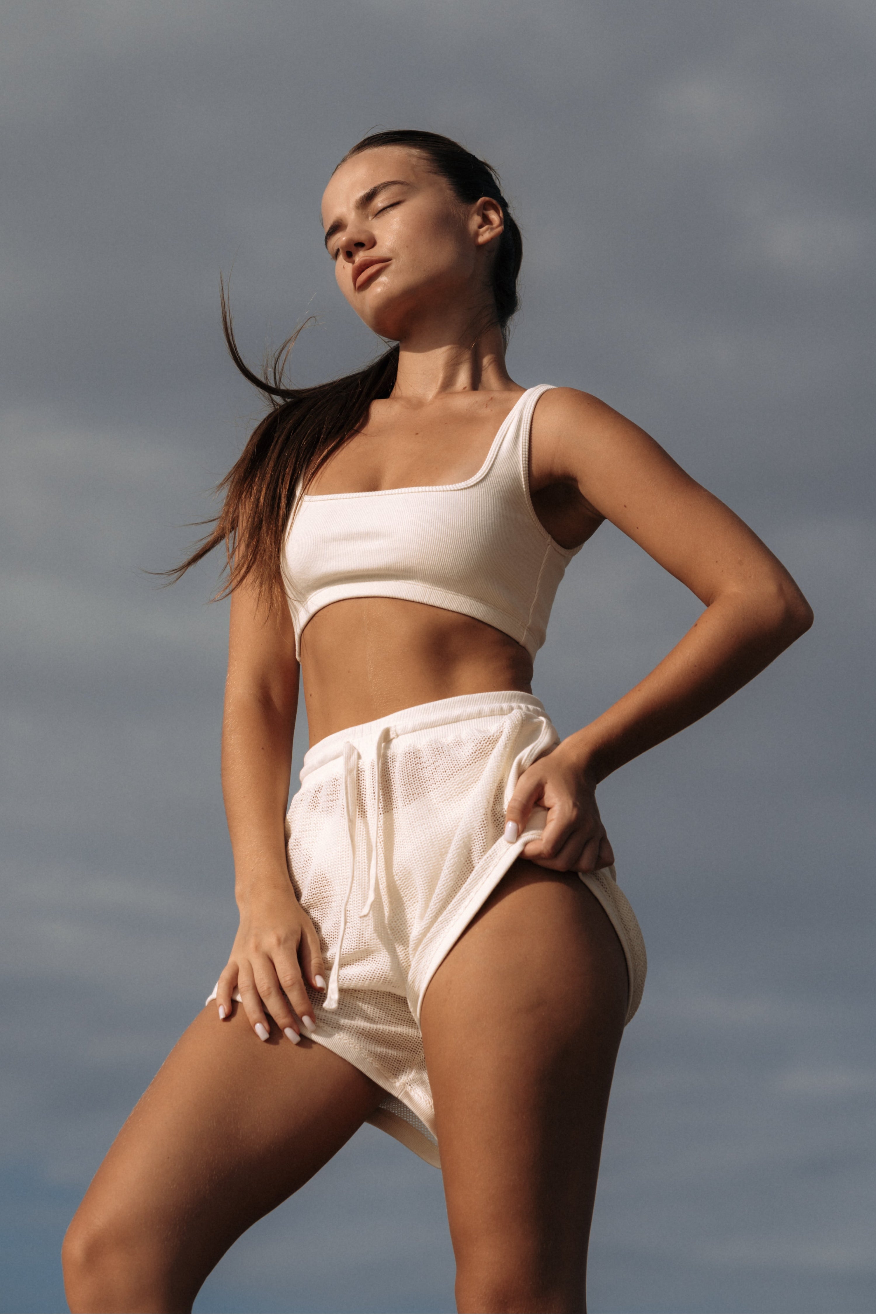 HI Square Rib Cotton Top in Off White | Hinako Capsule