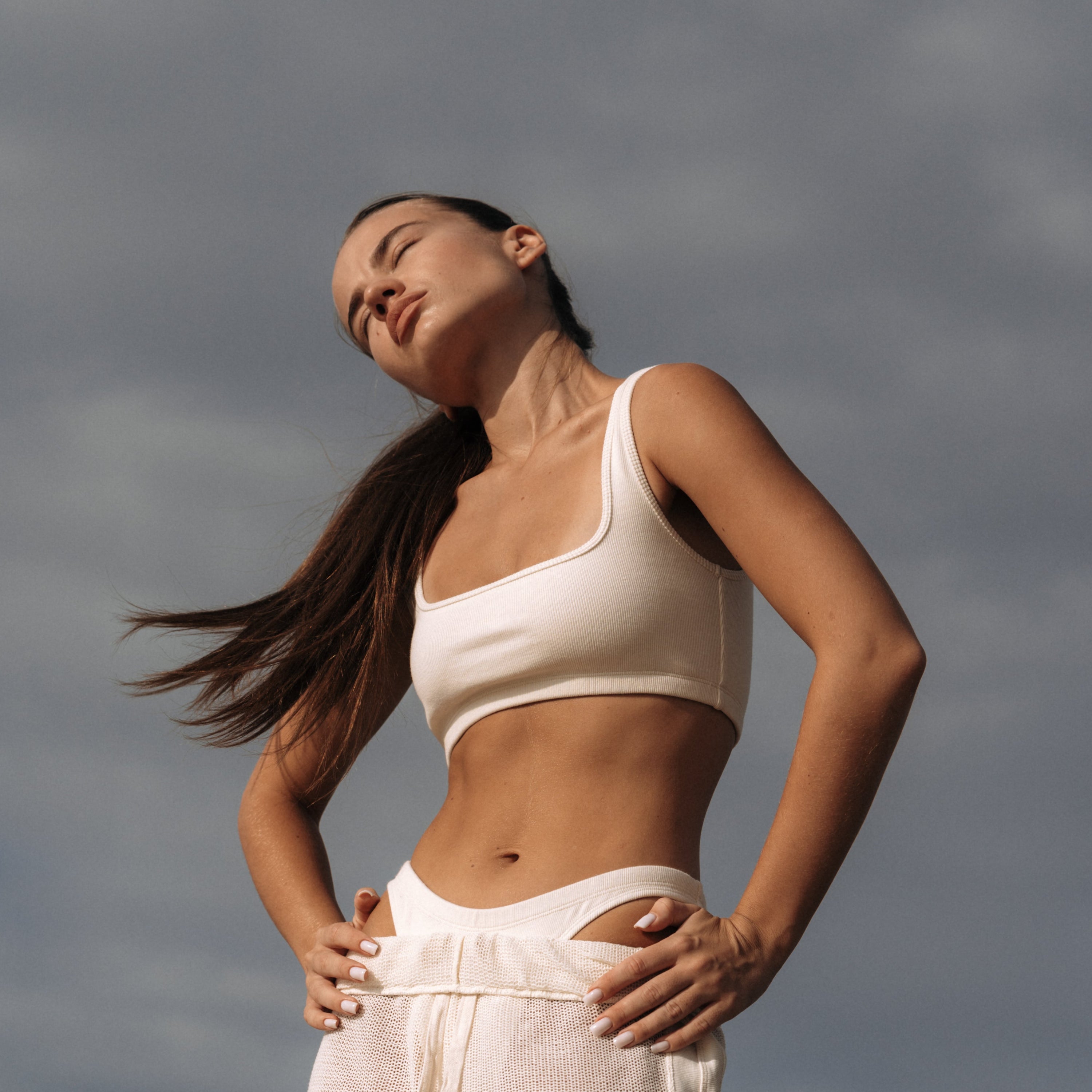 HI Square Rib Cotton Top in Off White | Hinako Capsule | Ninefoot Studio