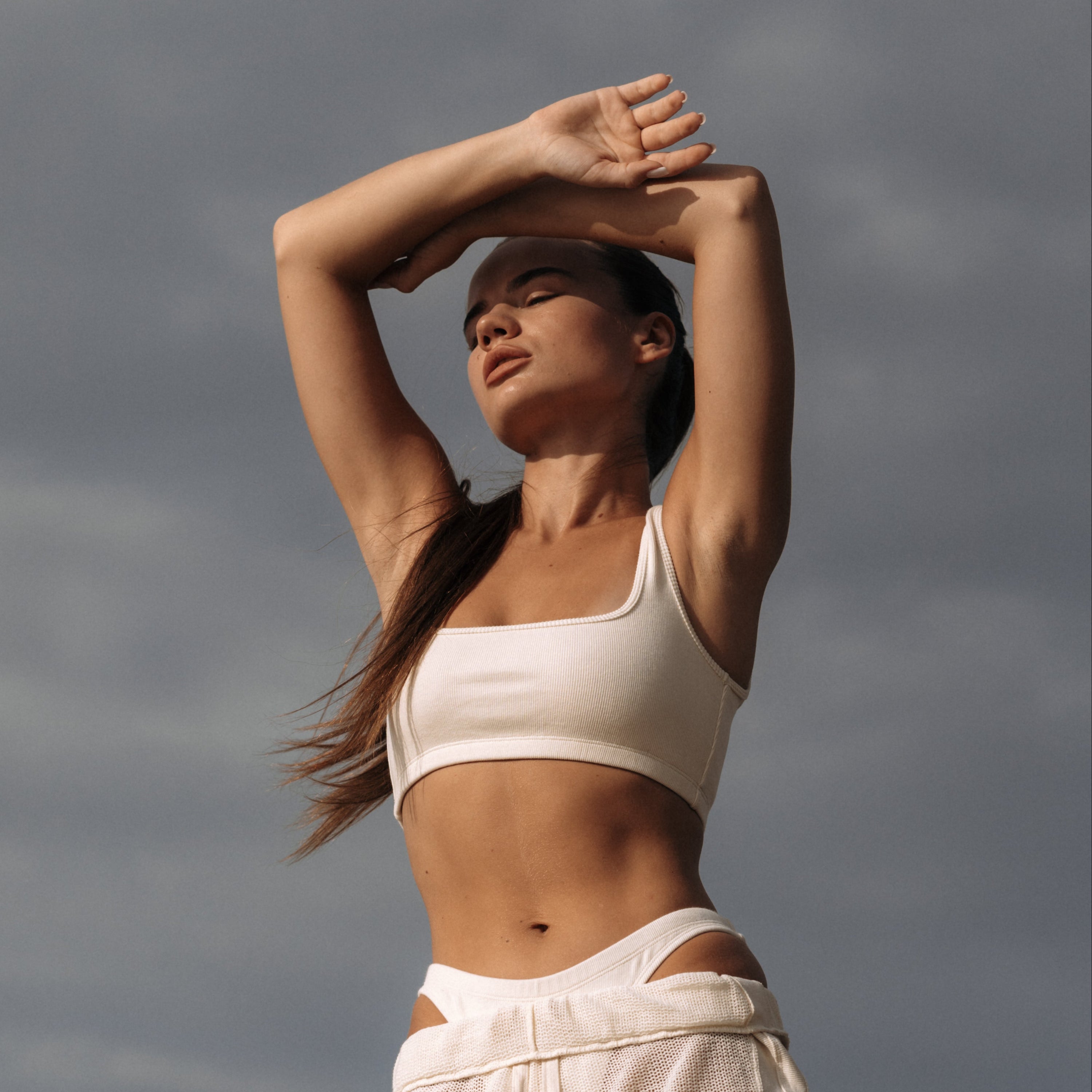 HI Square Rib Cotton Top in Off White | Hinako Capsule | Ninefoot Studio