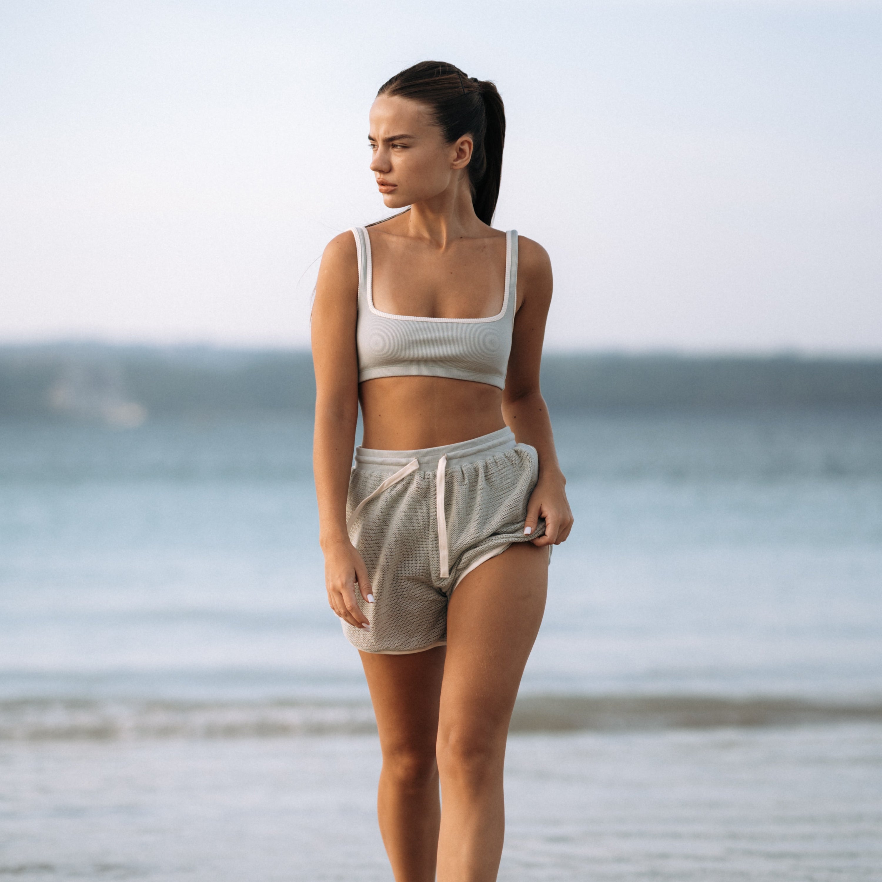 HI Square Rib Cotton Top in Off White | Hinako Capsule | Ninefoot Studio