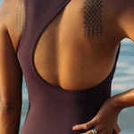 Krui Onepiece Surf Swimsuit in Burgundry Back Side