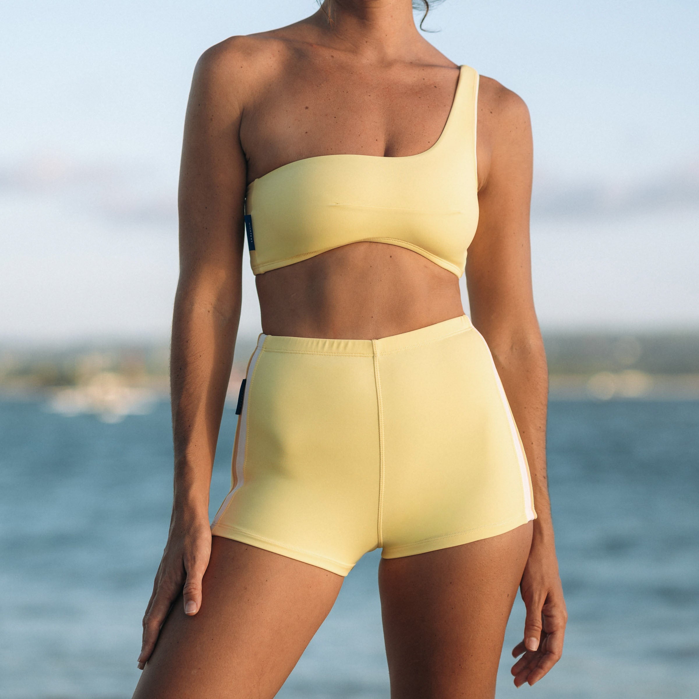 Jimmy's retro surf shorts in Mimosa