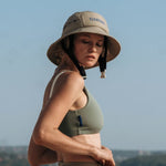 Ninefoot Studio Jade Surf Hat in Army Green color with adjustable strap