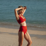 Nias Surf Bikini Top in Sambal Red | Women Surfing Swimsuit | Ninefootstudio