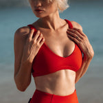 Nias Surf Bikini Top in Sambal Red | Women Surfing Swimsuit | Ninefootstudio