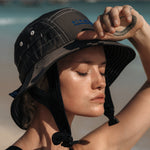 Ninefoot Studio Jade Surf Hat in black color with adjustable strap