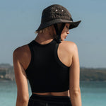 Ninefoot Studio Jade Surf Hat in black color with adjustable strap