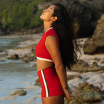 Jimmy Retro Surf Short in Sambal Red | Women Surfing Swimsuit | Ninefootstudio