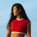 Ninefoot Studio Savu Surf Croptop in Sambal Red | Surf Tops