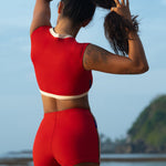 Jimmy Retro Surf Short in Sambal Red | Women Surfing Swimsuit | Ninefootstudio