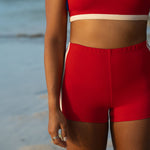 Jimmy Retro Surf Short in Sambal Red | Women Surfing Swimsuit | Ninefootstudio