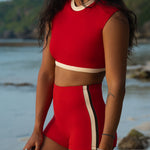 Jimmy Retro Surf Short in Sambal Red | Women Surfing Swimsuit | Ninefootstudio