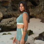 Jimmy Retro Surf Short in Army Green | Women Surfing Swimsuit | Ninefootstudio
