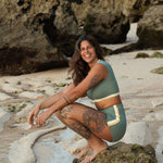Jimmy Retro Surf Short in Army Green | Women Surfing Swimsuit | Ninefootstudio