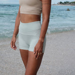 gerupuk yoga and surf shorts in mint color detail left side