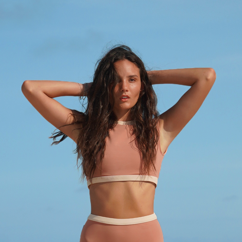 Ninefoot Studio Savu surf croptop in pastel nude | Tops