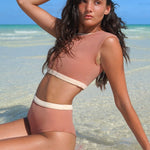 Ninefoot Studio Savu surf croptop in pastel nude | Tops