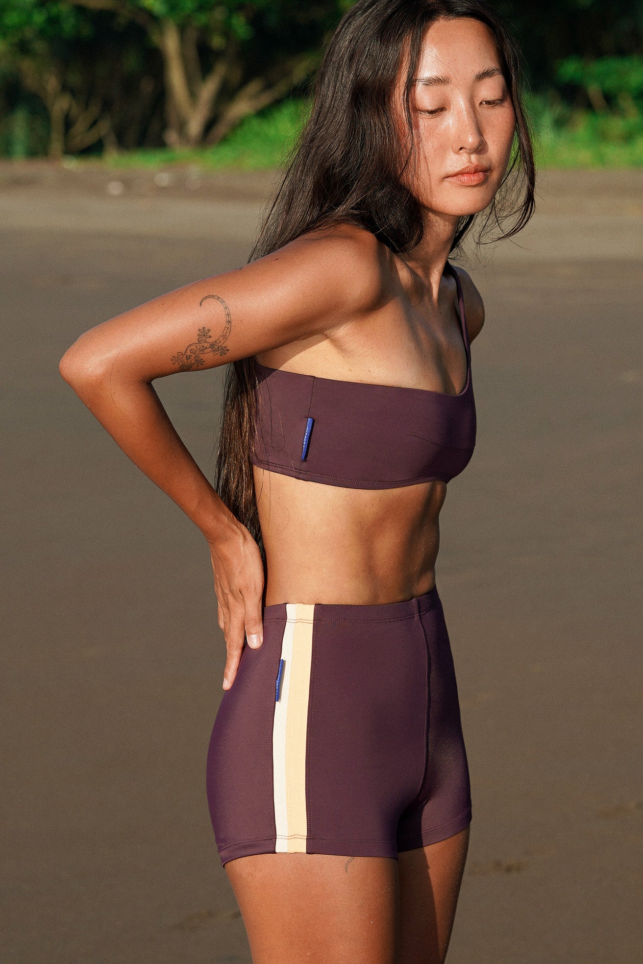 Kongs One Shoulder Surf Bikini Top in Burgundy | Ninefoot Studio