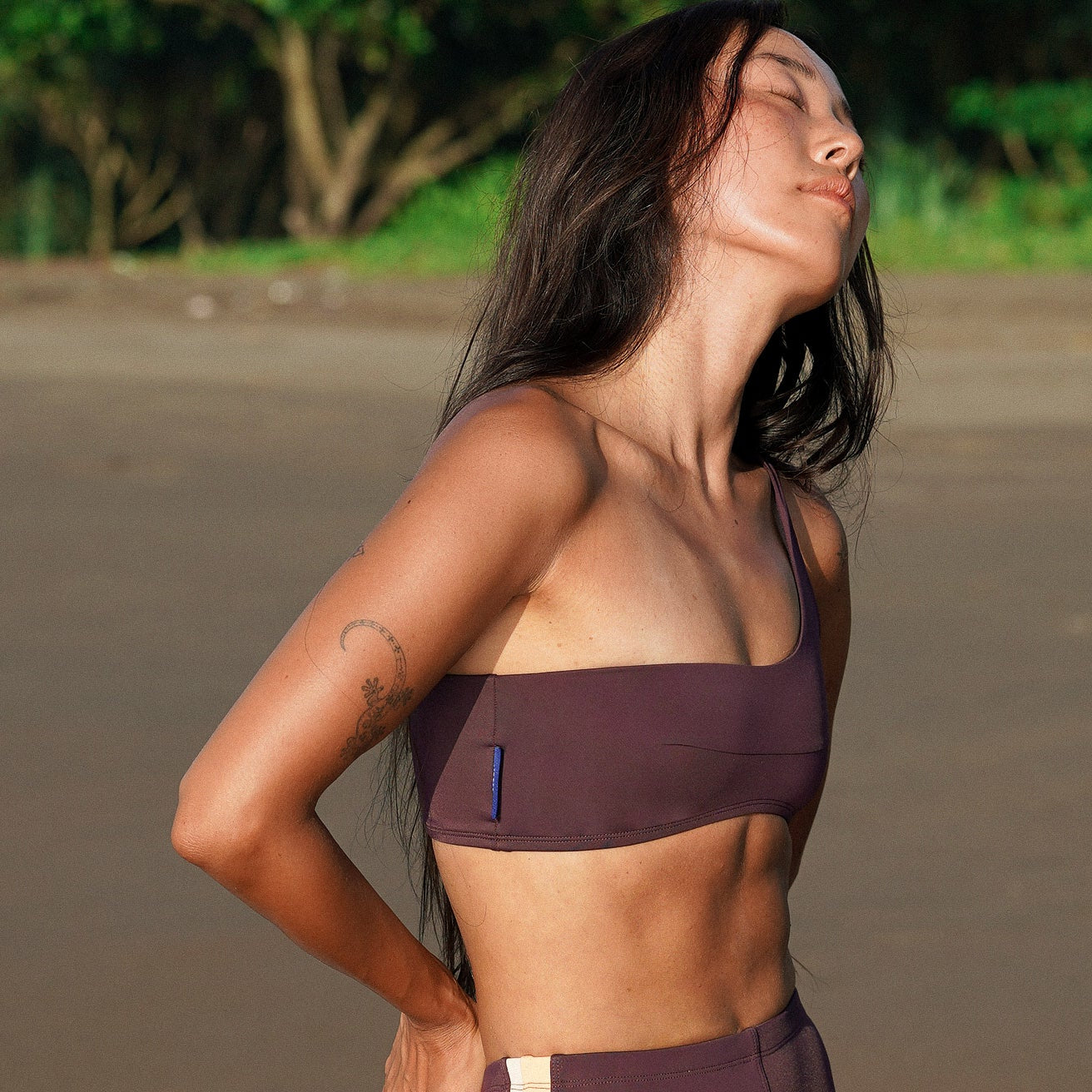 Kongs One Shoulder Surf Bikini Top in Burgundy | Ninefoot Studio