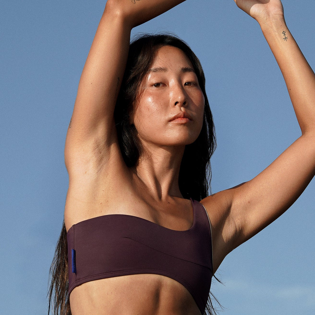 Kongs One Shoulder Surf Bikini Top in Burgundy | Ninefoot Studio