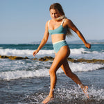 Nias Surf Bikini Top in stone Blue | Women Surfing Swimsuit | Ninefootstudio
