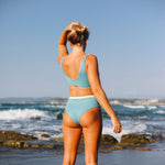 Nias Surf Bikini Top in stone Blue | Women Surfing Swimsuit | Ninefootstudio