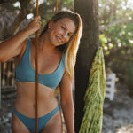 Nias Surf Bikini Top in stone Blue | Women Surfing Swimsuit | Ninefootstudio