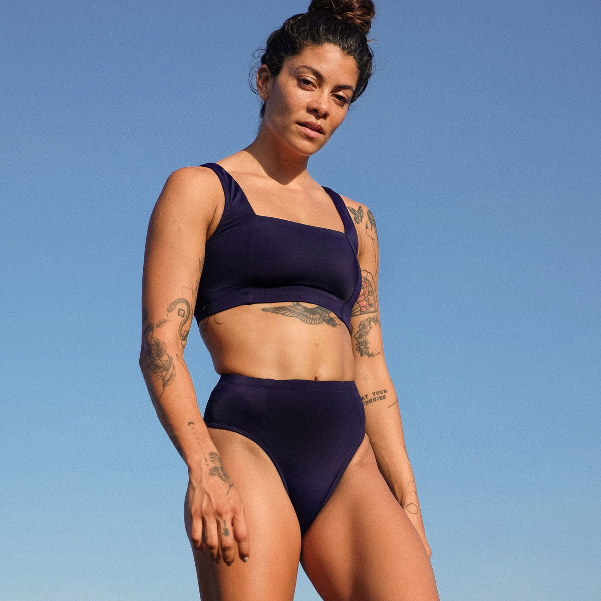Lakey Surf Bikini Top in Navy Blue
