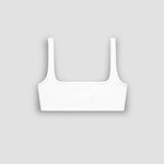 Ninefoot Studio white recycled cotton scoop bralette – sustainable wireless bra made in Bali 